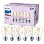 Voordeelpak 6x Philips Lamp LED E27 Peer Filament Helder 7W 850lm - 840 Koel Wit