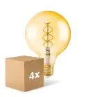 Voordeelpak 4x Osram Vintage 1906 LED E27 Globe Filament Goud 125mm 4W 300lm - 820 Zeer Warm Wit | Dimbaar - Vervangt 28W