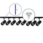 Bright Choice Complete Set 1-Fase Rail 3 Meter Zwart | incl. 8x Spot + GU10 2700K 3W Dimbaar + Eindkap, Voedingsconnector en I-Verbindingsstuk