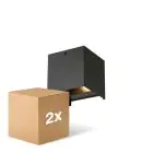 Duopak D'Lite Wandlamp Elingen Aluminium Zwart 4.9W 290lm - 830 Warm Wit | IP65 - Lichtsensor